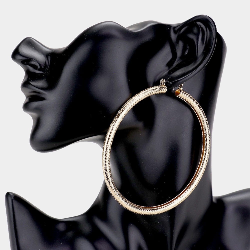 14K Gold Filled Metal Hoop Statement Earrings